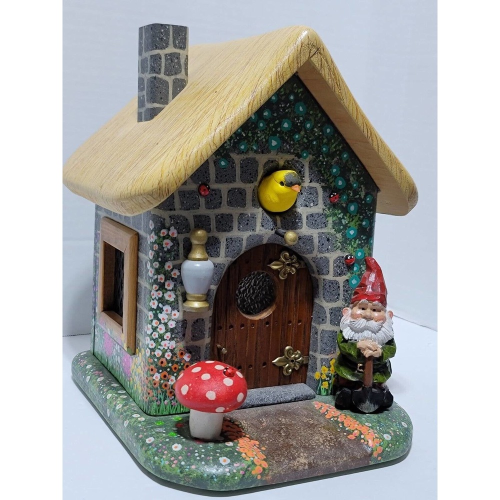 Lrg Fairy World Gnome Mystical Garden Handmade Handpainted Nightlight Wood Home